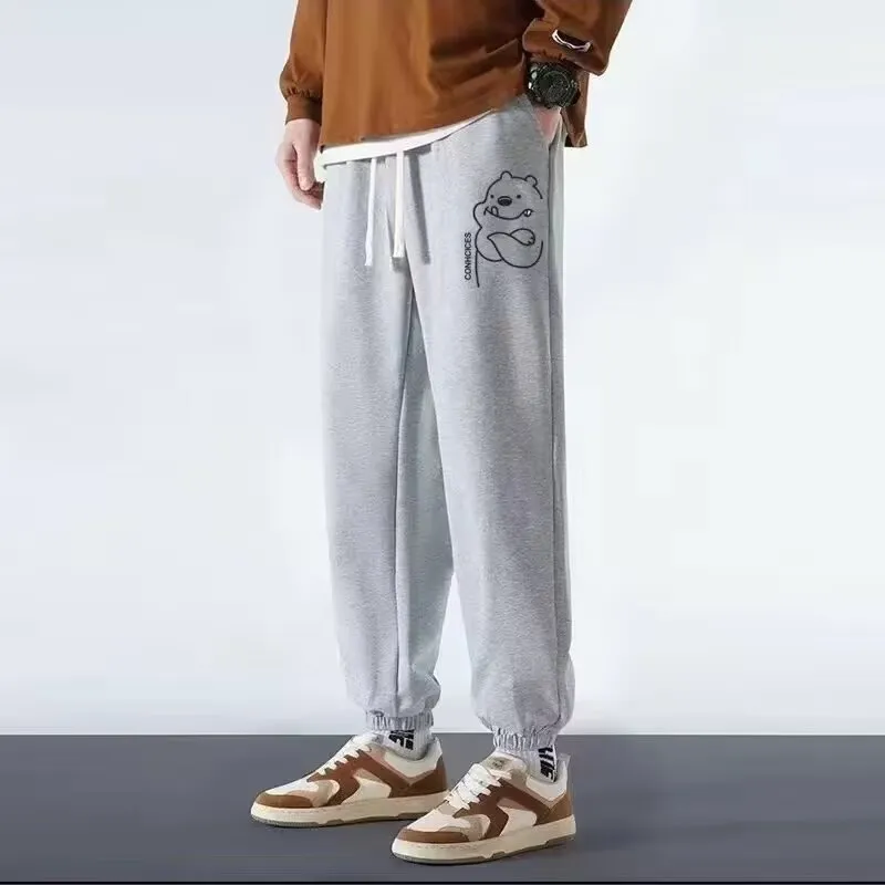 Men's Casual Black Sweatpants Loose Fit Straight Leg Joggers Breathable Lightweight Sports Pants for Spring Autumn Large Size 8XL thumbnail 4
