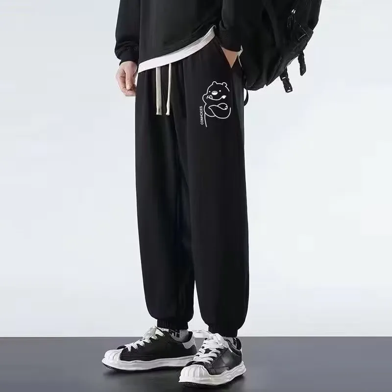 Men's Casual Black Sweatpants Loose Fit Straight Leg Joggers Breathable Lightweight Sports Pants for Spring Autumn Large Size 8XL showcase 10