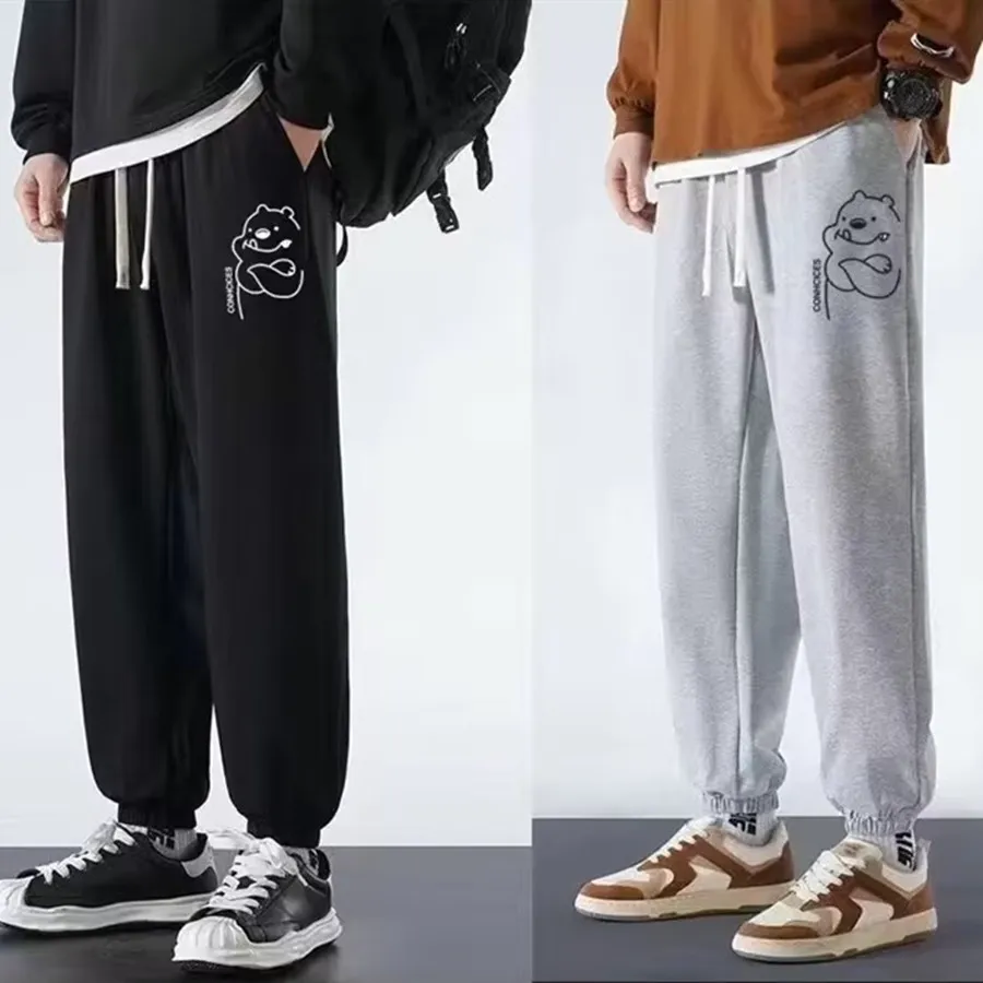 Men's Casual Black Sweatpants Loose Fit Straight Leg Joggers Breathable Lightweight Sports Pants for Spring Autumn Large Size 8XL showcase 7