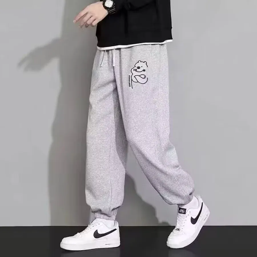 Men's Casual Black Sweatpants Loose Fit Straight Leg Joggers Breathable Lightweight Sports Pants for Spring Autumn Large Size 8XL showcase 11