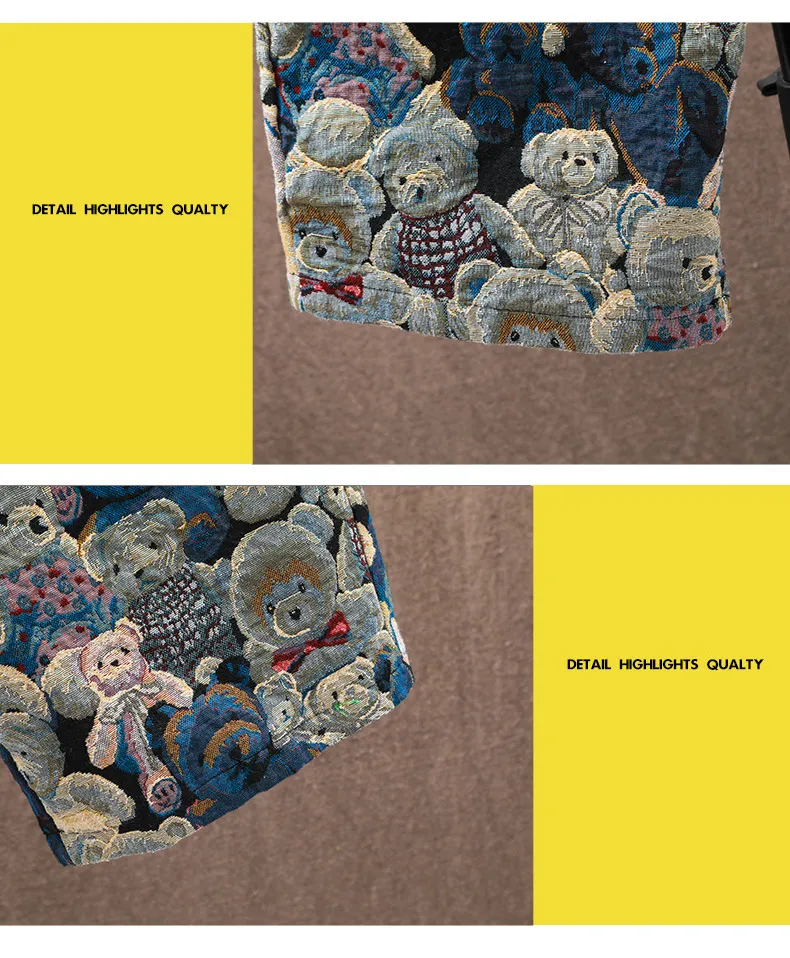 Men's 3D Cartoon Bear Embroidered Casual Shorts - Trendy Summer Breathable Cotton Blend Shorts for Daily Wear showcase 5
