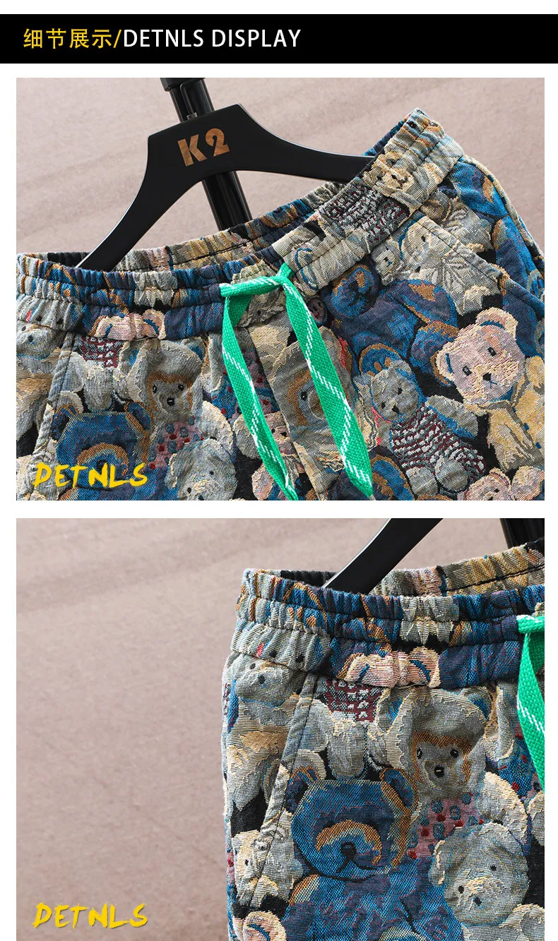 Men's 3D Cartoon Bear Embroidered Casual Shorts - Trendy Summer Breathable Cotton Blend Shorts for Daily Wear showcase 10