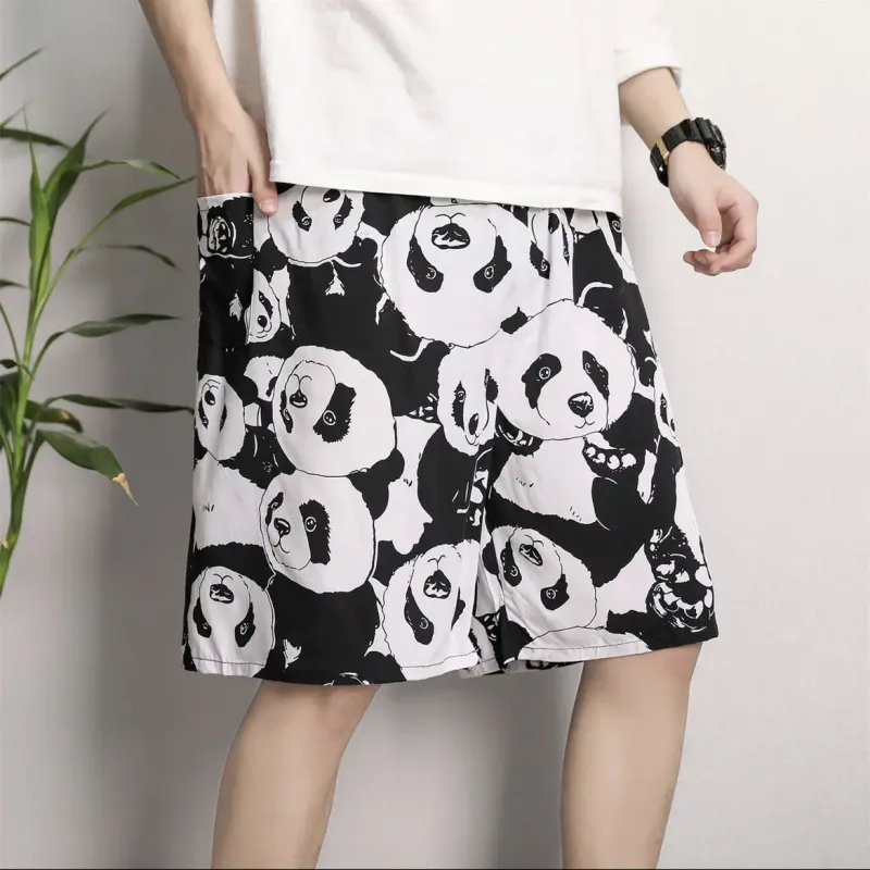 Men's Summer Cotton Silk Rayon Beach Pants - Loose Fit Casual Home Pajama Shorts for Plus Size thumbnail 9