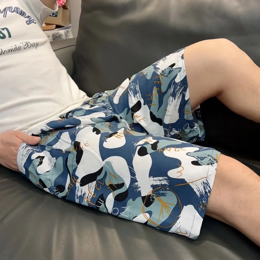 Men's Summer Cotton Silk Rayon Beach Pants - Loose Fit Casual Home Pajama Shorts for Plus Size showcase 15