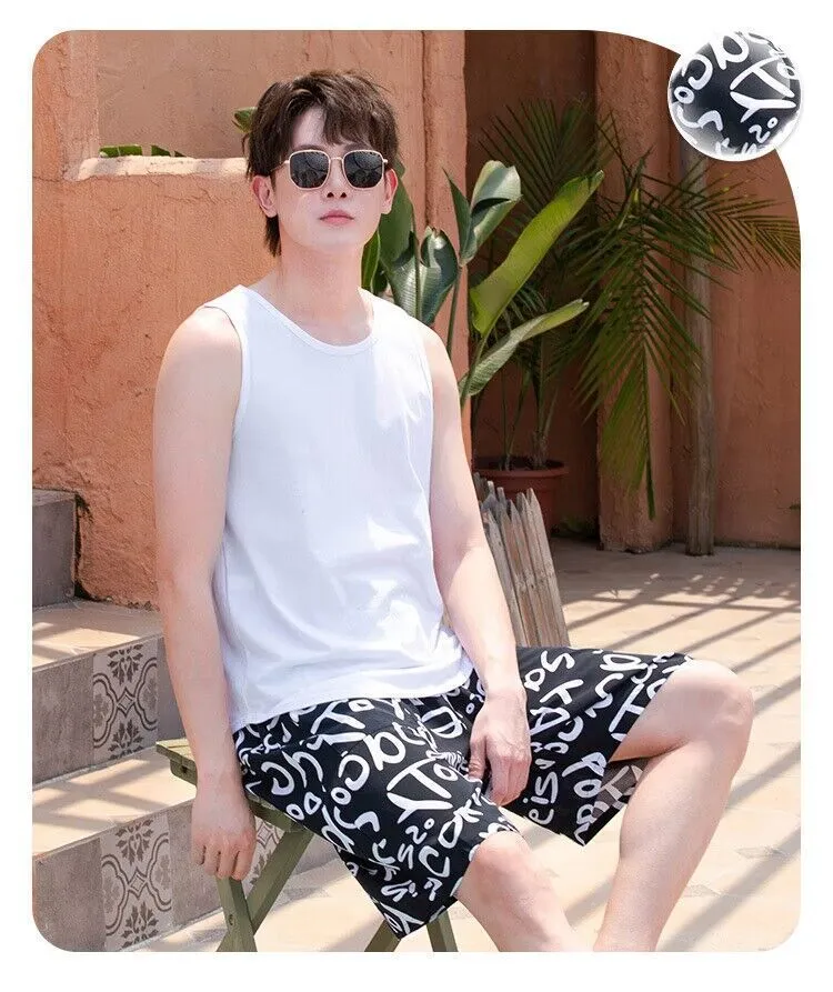 Men's Summer Cotton Silk Rayon Beach Pants - Loose Fit Casual Home Pajama Shorts for Plus Size showcase 7