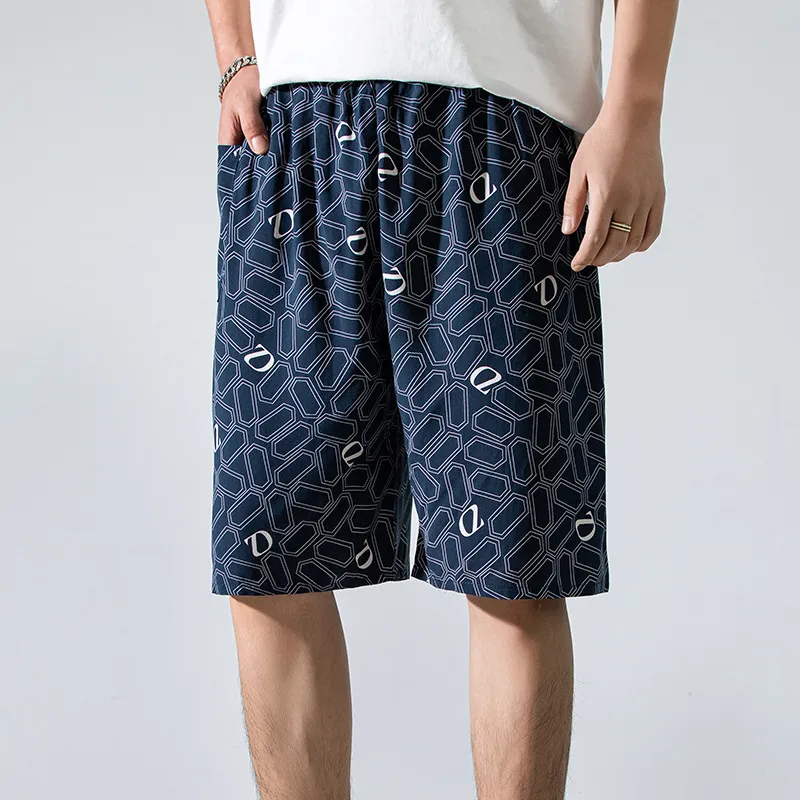 Men's Summer Cotton Silk Rayon Beach Pants - Loose Fit Casual Home Pajama Shorts for Plus Size thumbnail 7