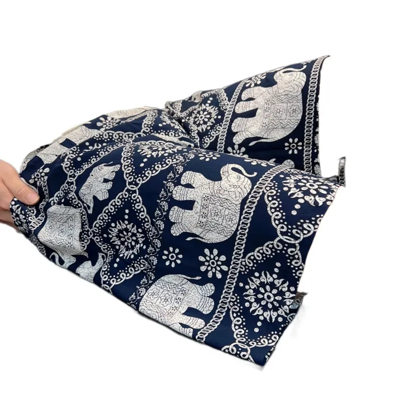 Men's Summer Cotton Silk Rayon Beach Pants - Loose Fit Casual Home Pajama Shorts for Plus Size thumbnail 5