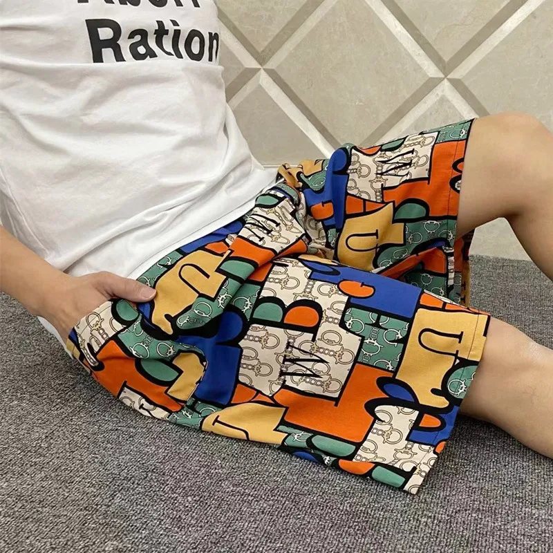 Men's Summer Cotton Silk Rayon Beach Pants - Loose Fit Casual Home Pajama Shorts for Plus Size thumbnail 1
