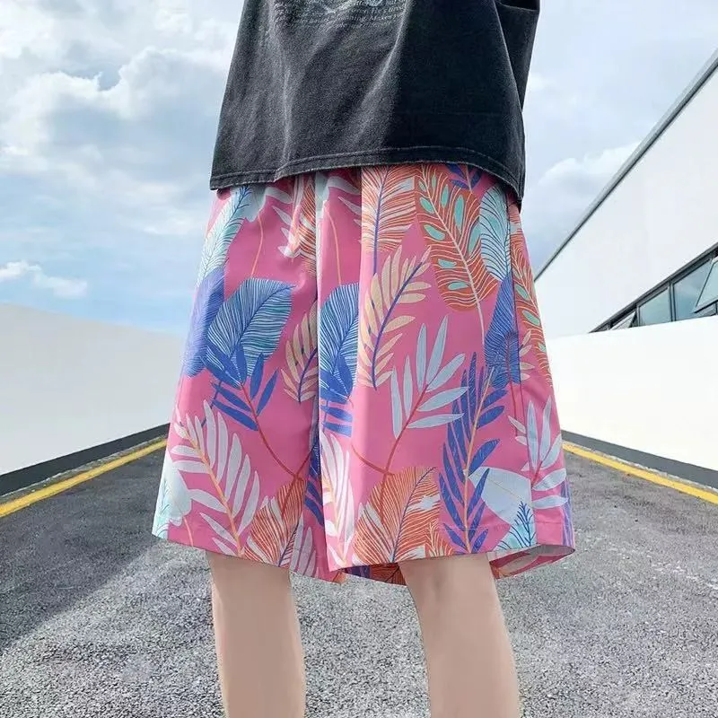 Men's Hawaiian Print Rayon Shorts - Quick-Drying Casual Beach Summer Fashion Pants for Sports & Leisure thumbnail 1