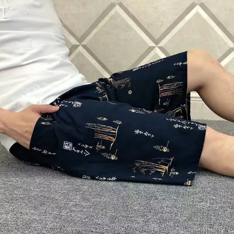 Men's Hawaiian Print Rayon Shorts - Quick-Drying Casual Beach Summer Fashion Pants for Sports & Leisure thumbnail 8