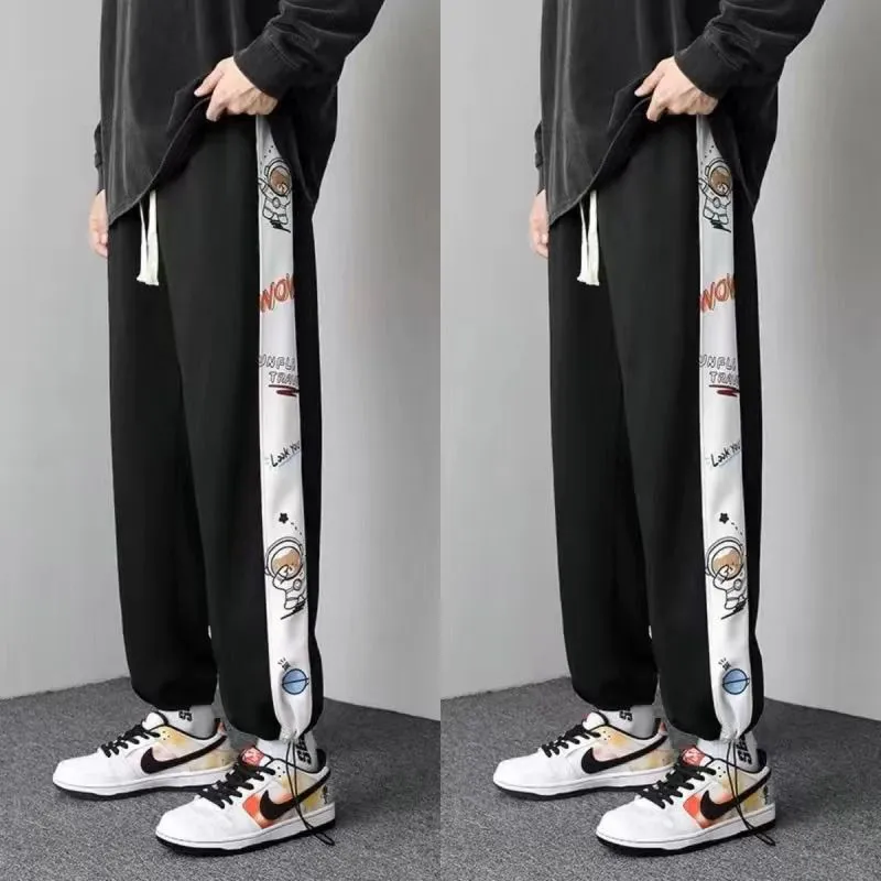 Men's Summer Thin Casual Pants Loose Fit Drawstring Sweatpants Student Sports Long Trousers Breathable Lightweight thumbnail 7