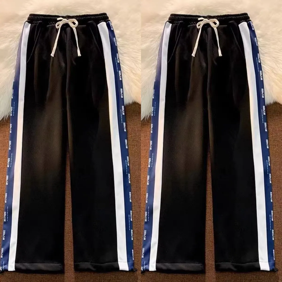 Men's Summer Thin Casual Pants Loose Fit Drawstring Sweatpants Student Sports Long Trousers Breathable Lightweight thumbnail 3