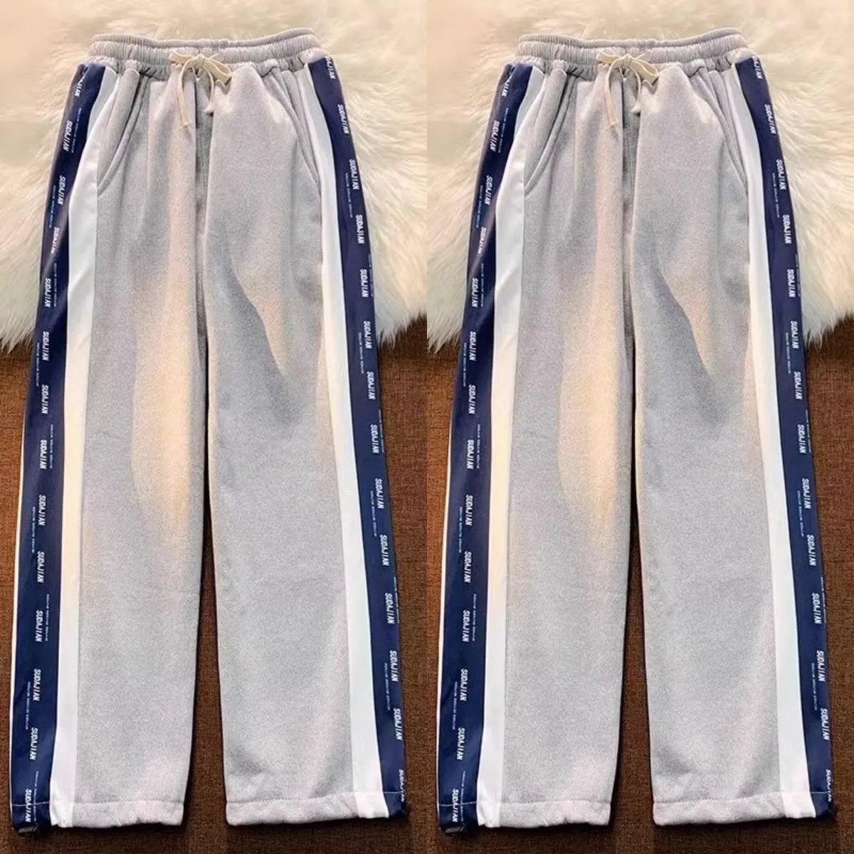 Men's Summer Thin Casual Pants Loose Fit Drawstring Sweatpants Student Sports Long Trousers Breathable Lightweight thumbnail 6