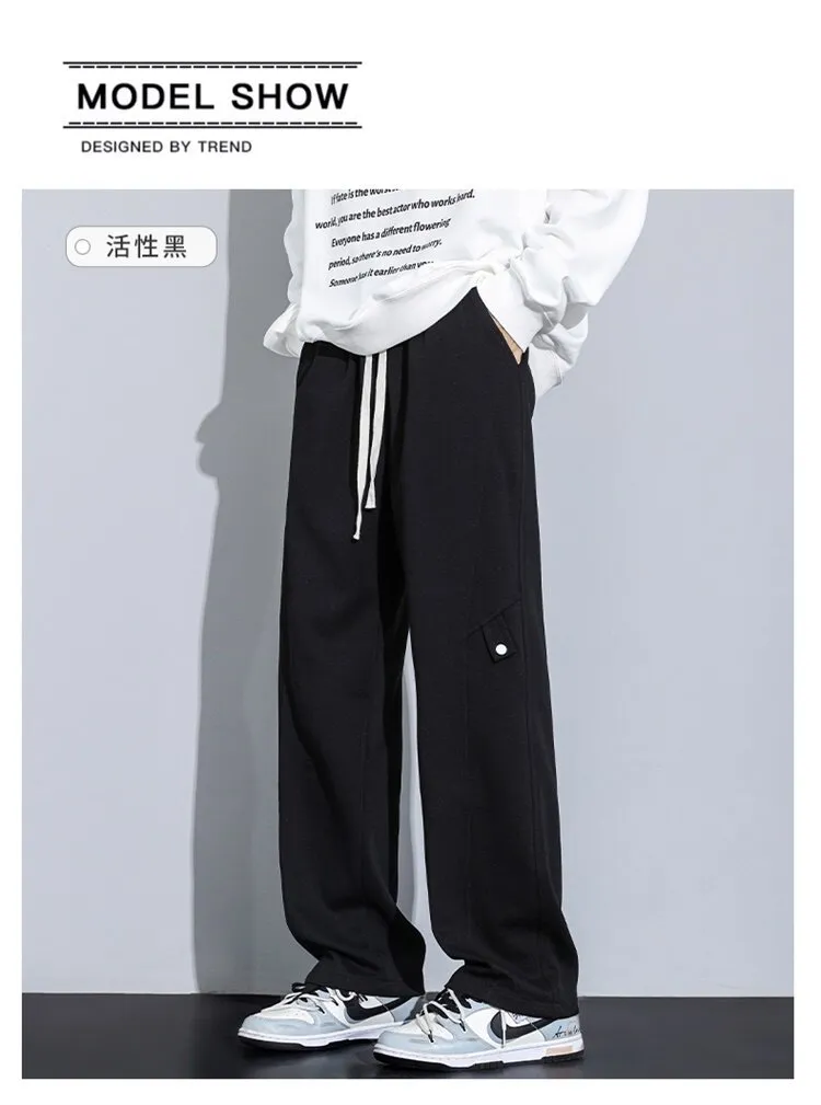 Men's Loose Straight-Leg Sweatpants Spring Autumn Casual Cotton Sports Pants for Teenagers & Students Fashionable Comfort showcase 6