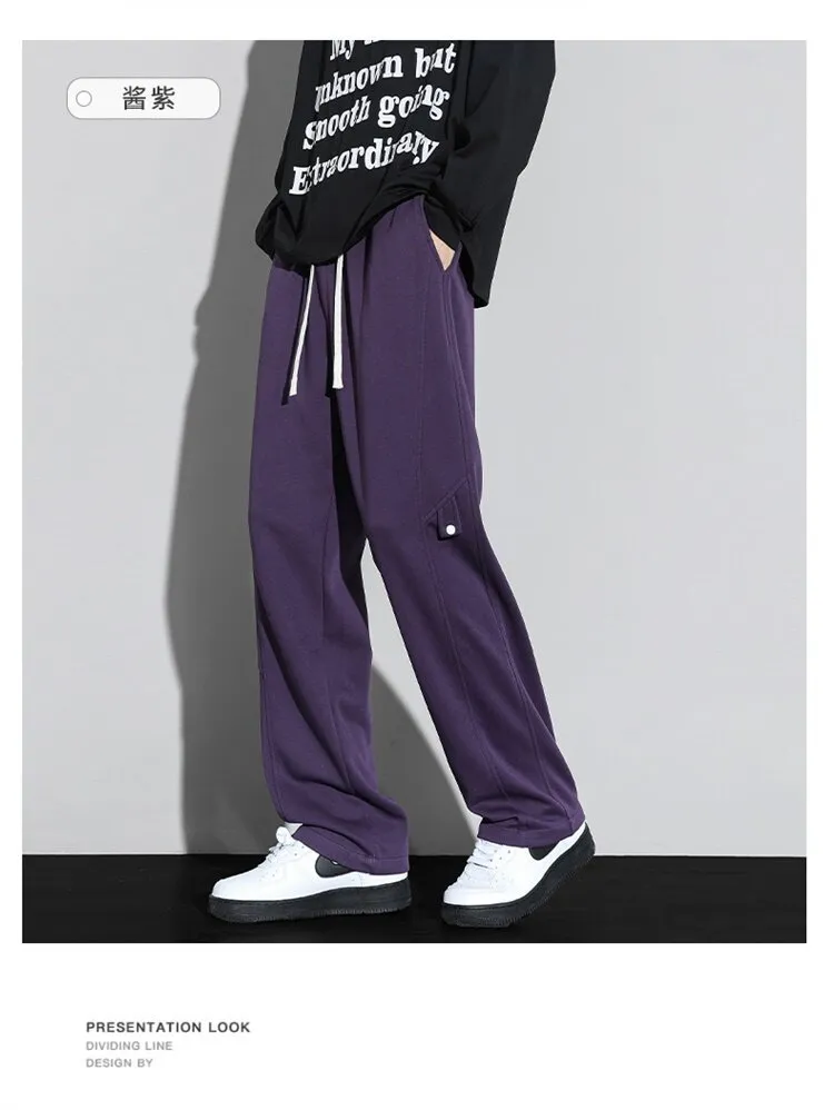 Men's Loose Straight-Leg Sweatpants Spring Autumn Casual Cotton Sports Pants for Teenagers & Students Fashionable Comfort showcase 18