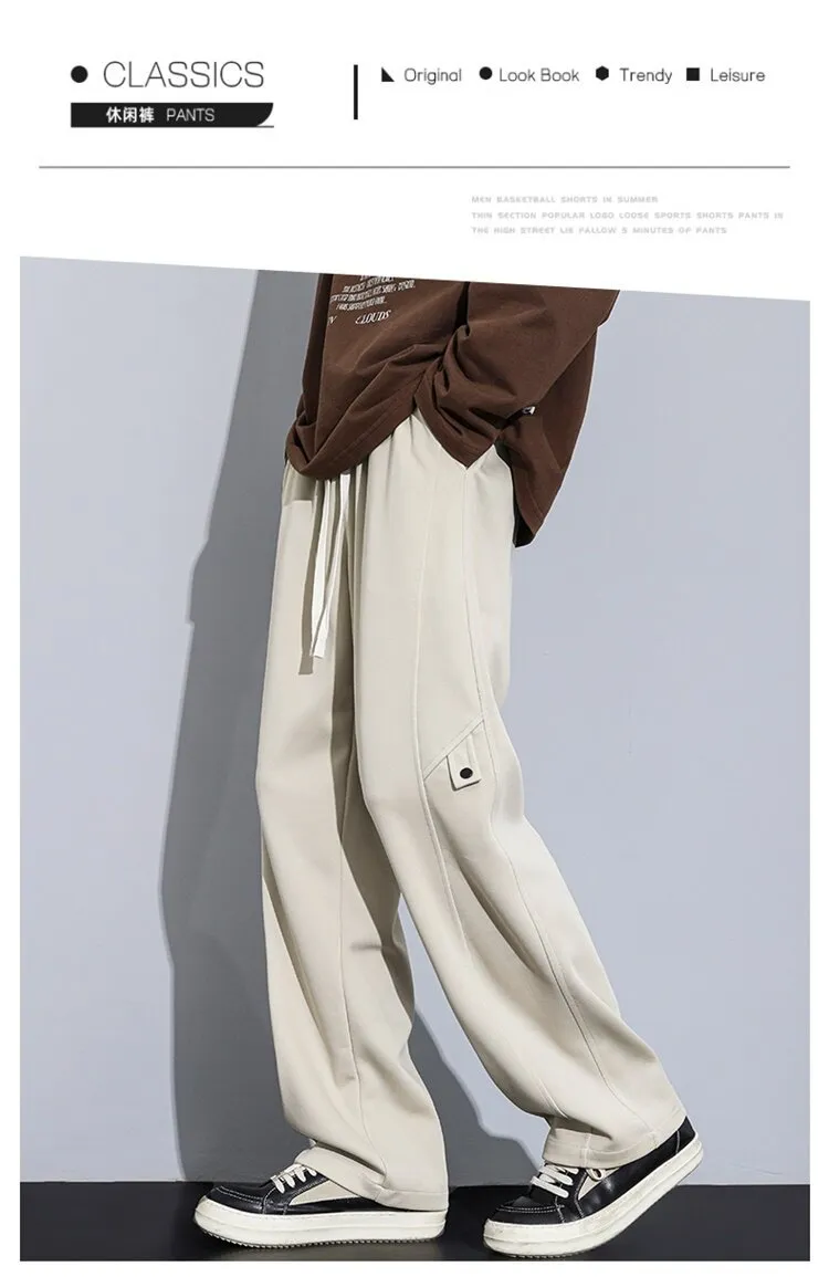 Men's Loose Straight-Leg Sweatpants Spring Autumn Casual Cotton Sports Pants for Teenagers & Students Fashionable Comfort showcase 1