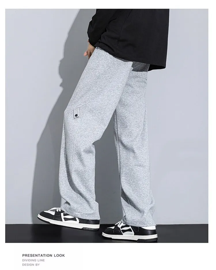 Men's Loose Straight-Leg Sweatpants Spring Autumn Casual Cotton Sports Pants for Teenagers & Students Fashionable Comfort showcase 16
