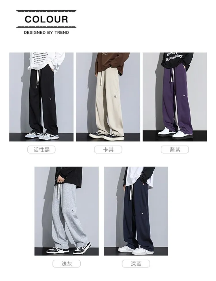 Men's Loose Straight-Leg Sweatpants Spring Autumn Casual Cotton Sports Pants for Teenagers & Students Fashionable Comfort showcase 4