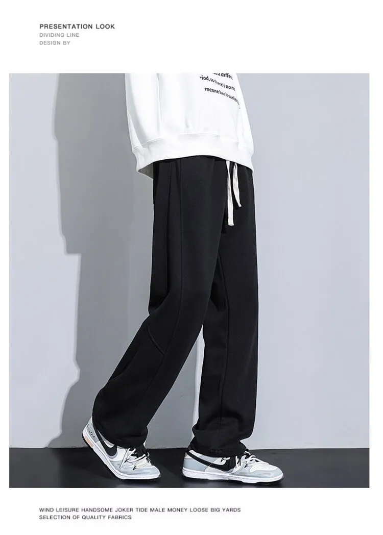 Men's Loose Straight-Leg Sweatpants Spring Autumn Casual Cotton Sports Pants for Teenagers & Students Fashionable Comfort showcase 7
