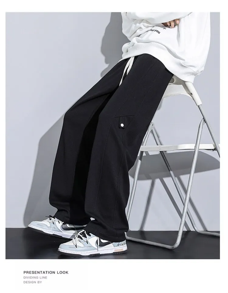 Men's Loose Straight-Leg Sweatpants Spring Autumn Casual Cotton Sports Pants for Teenagers & Students Fashionable Comfort showcase 8