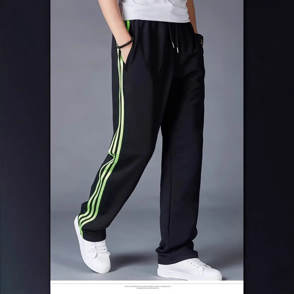 Men's Casual Cotton Sweatpants Loose Fit Straight Leg Joggers Breathable Lightweight Sports Pants for Summer thumbnail 2
