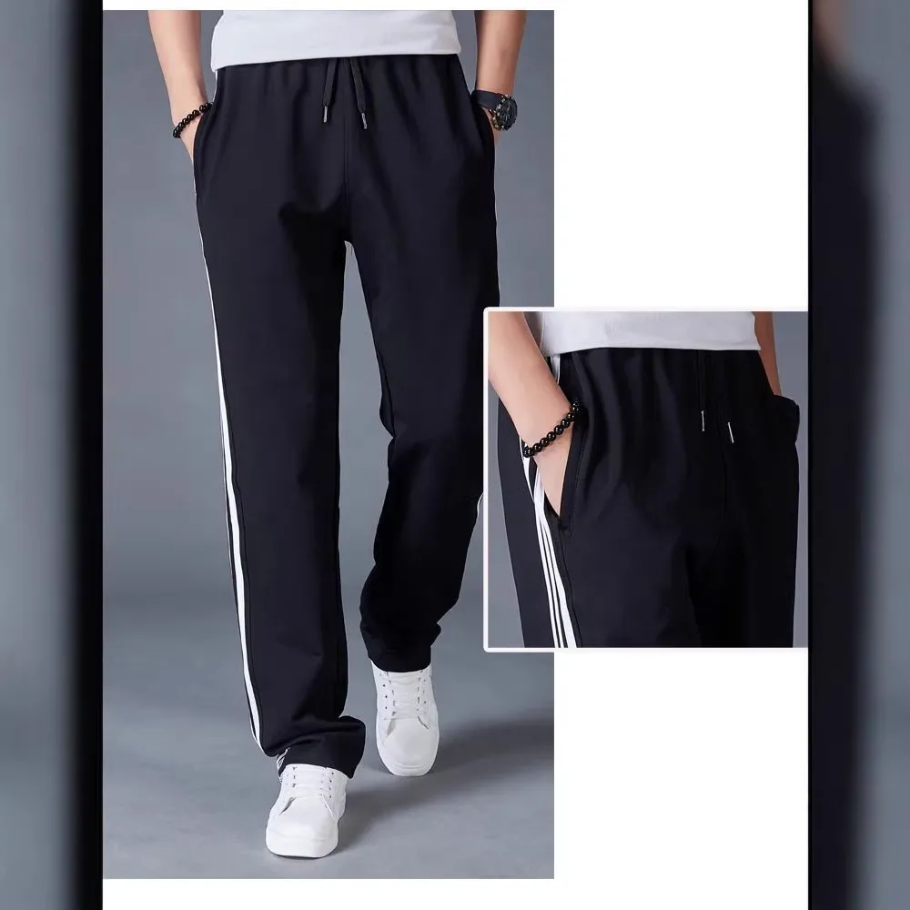 Men's Casual Cotton Sweatpants Loose Fit Straight Leg Joggers Breathable Lightweight Sports Pants for Summer thumbnail 4