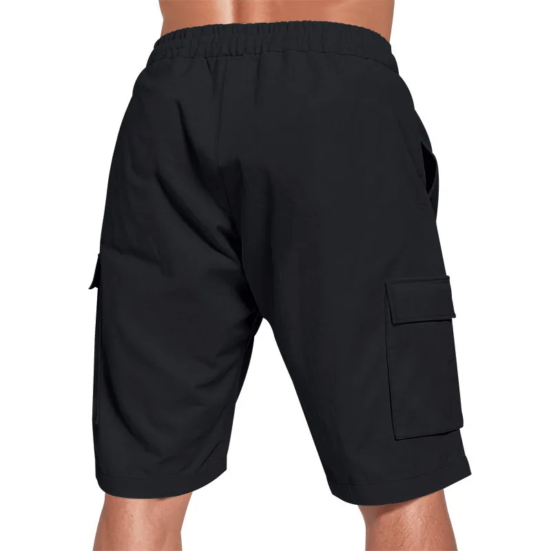 Men's Multi-Pocket Linen Cotton Shorts Casual Sports Workwear Loose Fit Drawstring Five-Point Breathable Summer Style showcase 6