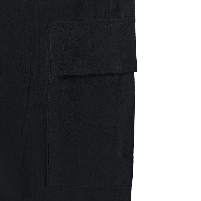 Men's Multi-Pocket Linen Cotton Shorts Casual Sports Workwear Loose Fit Drawstring Five-Point Breathable Summer Style showcase 9