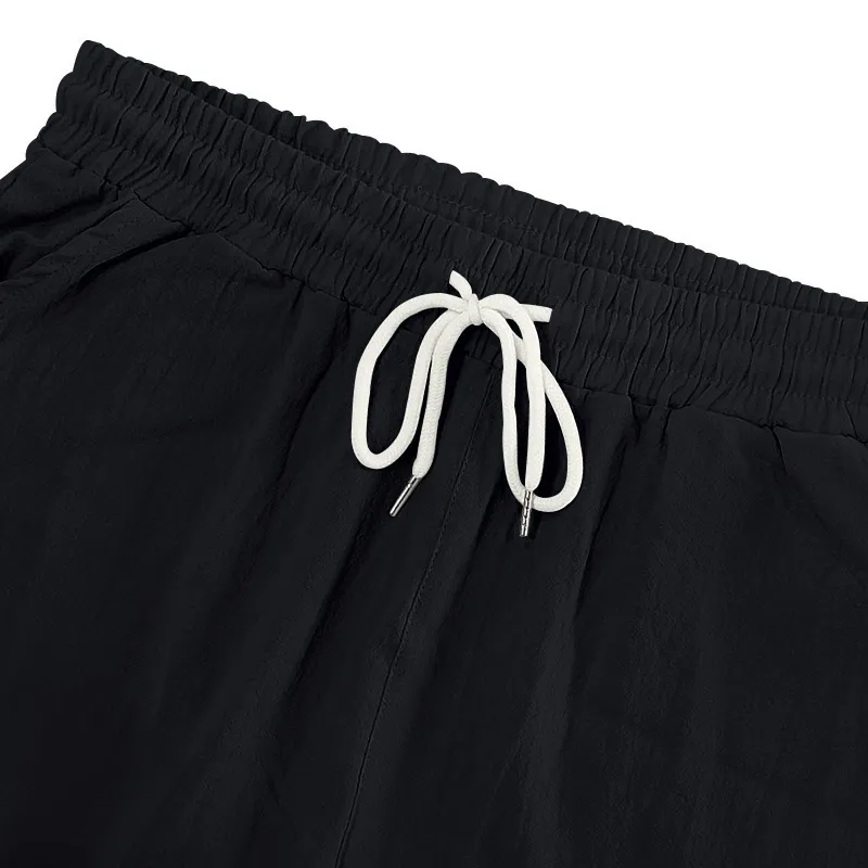 Men's Multi-Pocket Linen Cotton Shorts Casual Sports Workwear Loose Fit Drawstring Five-Point Breathable Summer Style showcase 7