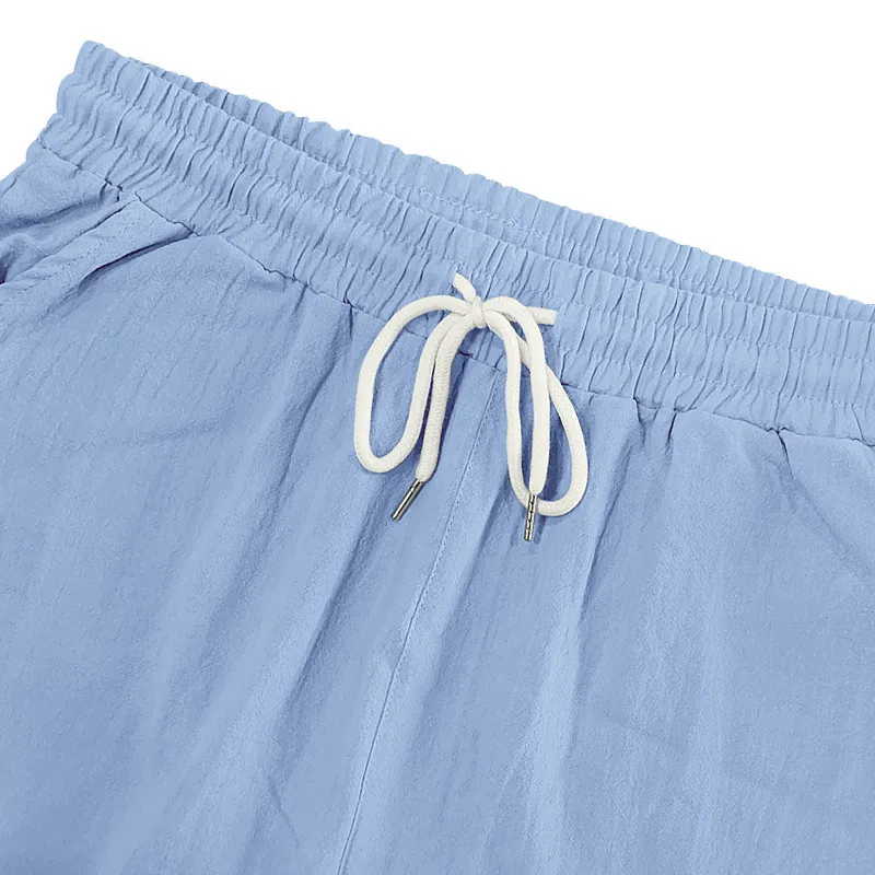 Men's Multi-Pocket Linen Cotton Shorts Casual Sports Workwear Loose Fit Drawstring Five-Point Breathable Summer Style showcase 14