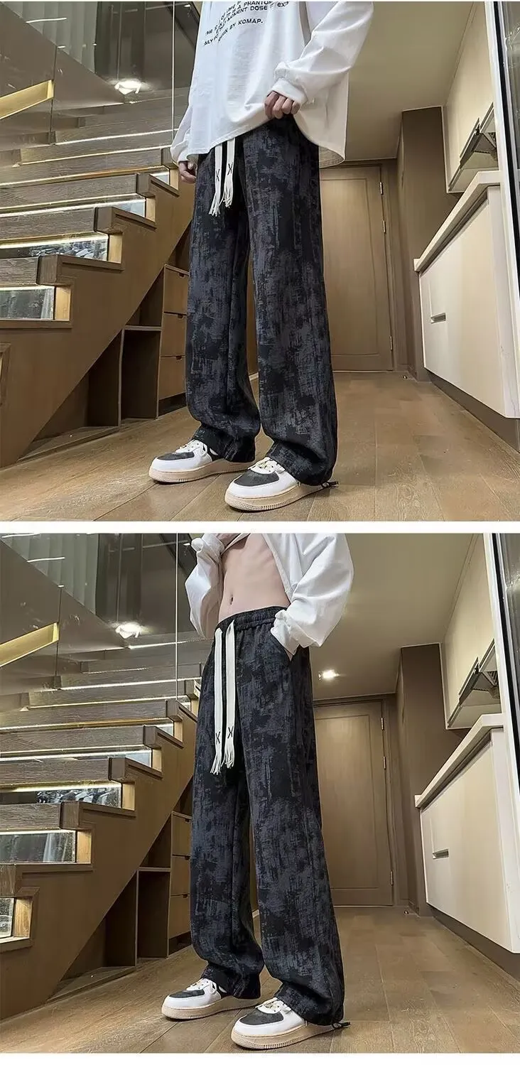 Men's American Tie-Dye Casual Pants - Autumn High Street Vibe Wide-Leg Sweatpants, Loose Slim Straight Fit Sports Trousers for Streetwear showcase 7
