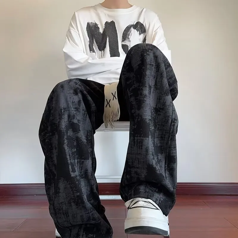 Men's Tie-Dye Casual Pants - Spring/Autumn Fashionable Versatile Sports Drape Long Pants for Streetwear thumbnail 4