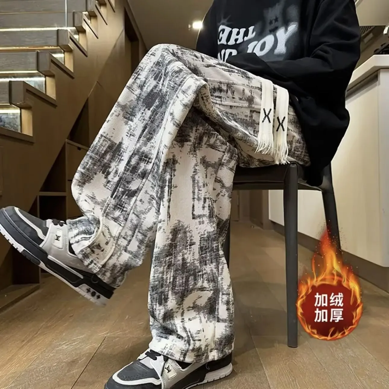 Men's Tie-Dye Casual Pants - Spring/Autumn Fashionable Versatile Sports Drape Long Pants for Streetwear thumbnail 6