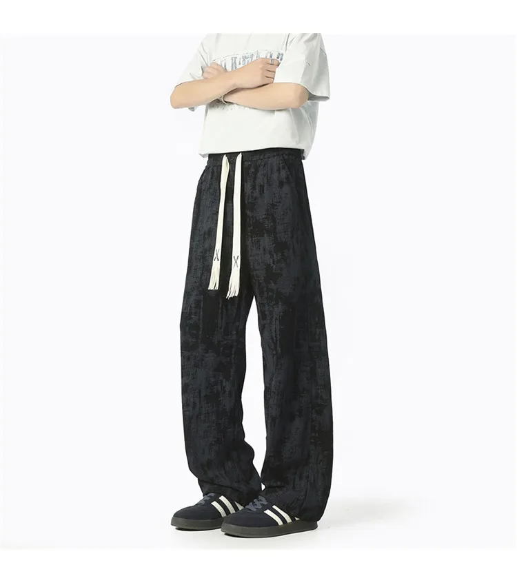 Men's Retro Tie-Dye Wide-Leg Casual Pants - Unisex Loose Fit Trendy Brand Trousers for Streetwear showcase 15