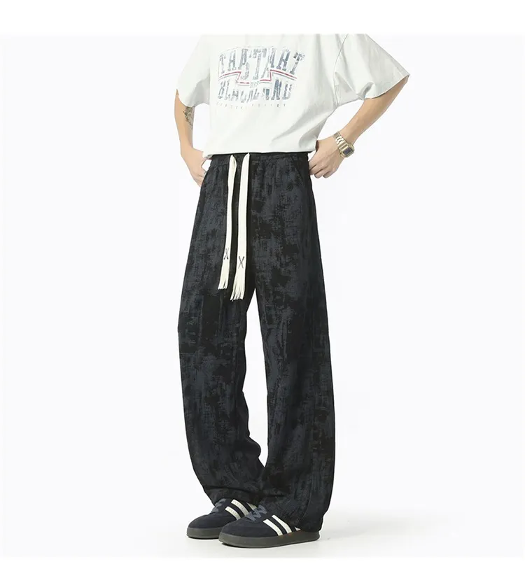 Men's Retro Tie-Dye Wide-Leg Casual Pants - Unisex Loose Fit Trendy Brand Trousers for Streetwear showcase 12