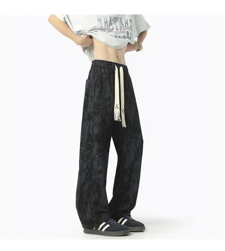 Men's Retro Tie-Dye Wide-Leg Casual Pants - Unisex Loose Fit Trendy Brand Trousers for Streetwear showcase 11