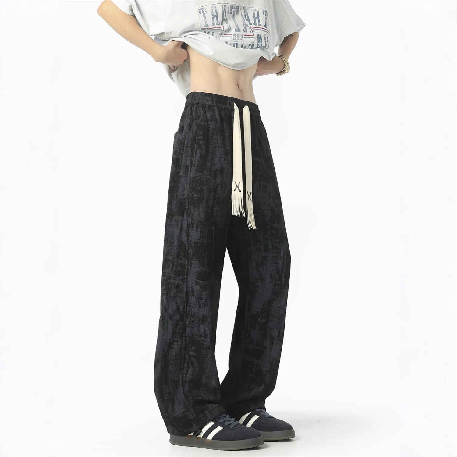 Men's Retro Tie-Dye Wide-Leg Casual Pants - Unisex Loose Fit Trendy Brand Trousers for Streetwear thumbnail 4