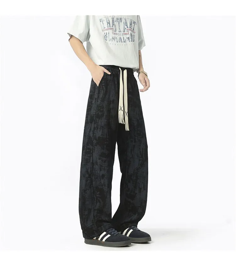 Men's Retro Tie-Dye Wide-Leg Casual Pants - Unisex Loose Fit Trendy Brand Trousers for Streetwear showcase 14