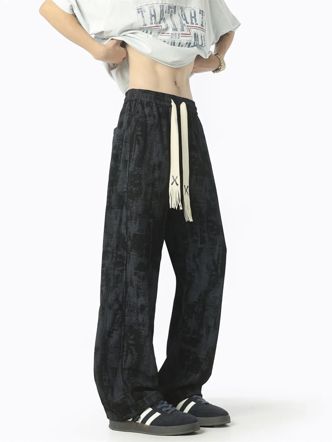 Men's Retro Tie-Dye Wide-Leg Casual Pants - Unisex Loose Fit Trendy Brand Trousers for Streetwear thumbnail 6