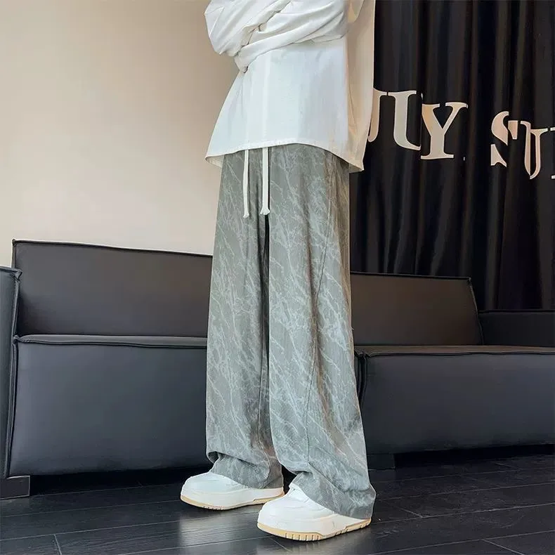 Men's Autumn Tie-Dye Corduroy Pants: Loose Fit Wide-Leg Trousers, Trendy American Brand Style, Casual Sports Wear for Daily Comfort thumbnail 3