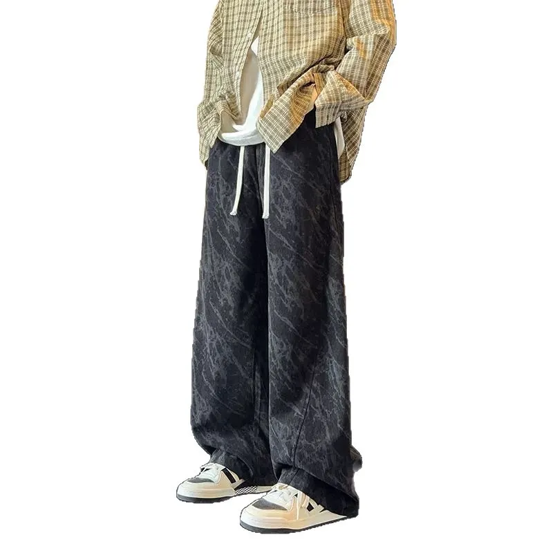 Men's Autumn Tie-Dye Corduroy Pants: Loose Fit Wide-Leg Trousers, Trendy American Brand Style, Casual Sports Wear for Daily Comfort thumbnail 5