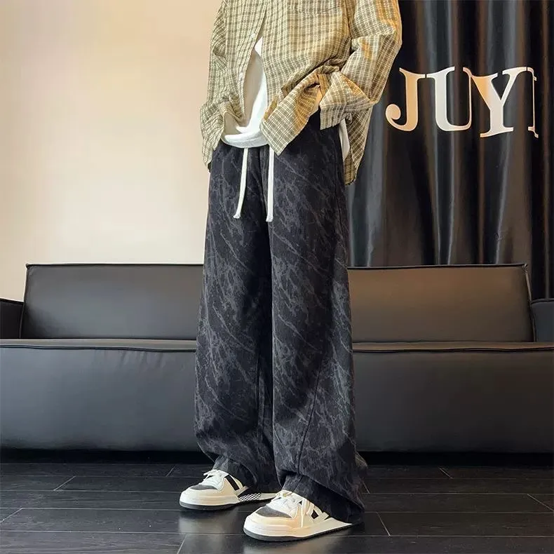 Men's Autumn Tie-Dye Corduroy Pants: Loose Fit Wide-Leg Trousers, Trendy American Brand Style, Casual Sports Wear for Daily Comfort thumbnail 6