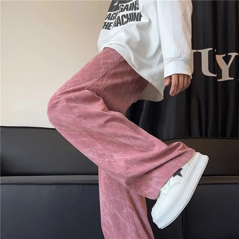Men's Autumn Tie-Dye Corduroy Pants: Loose Fit Wide-Leg Trousers, Trendy American Brand Style, Casual Sports Wear for Daily Comfort thumbnail 2