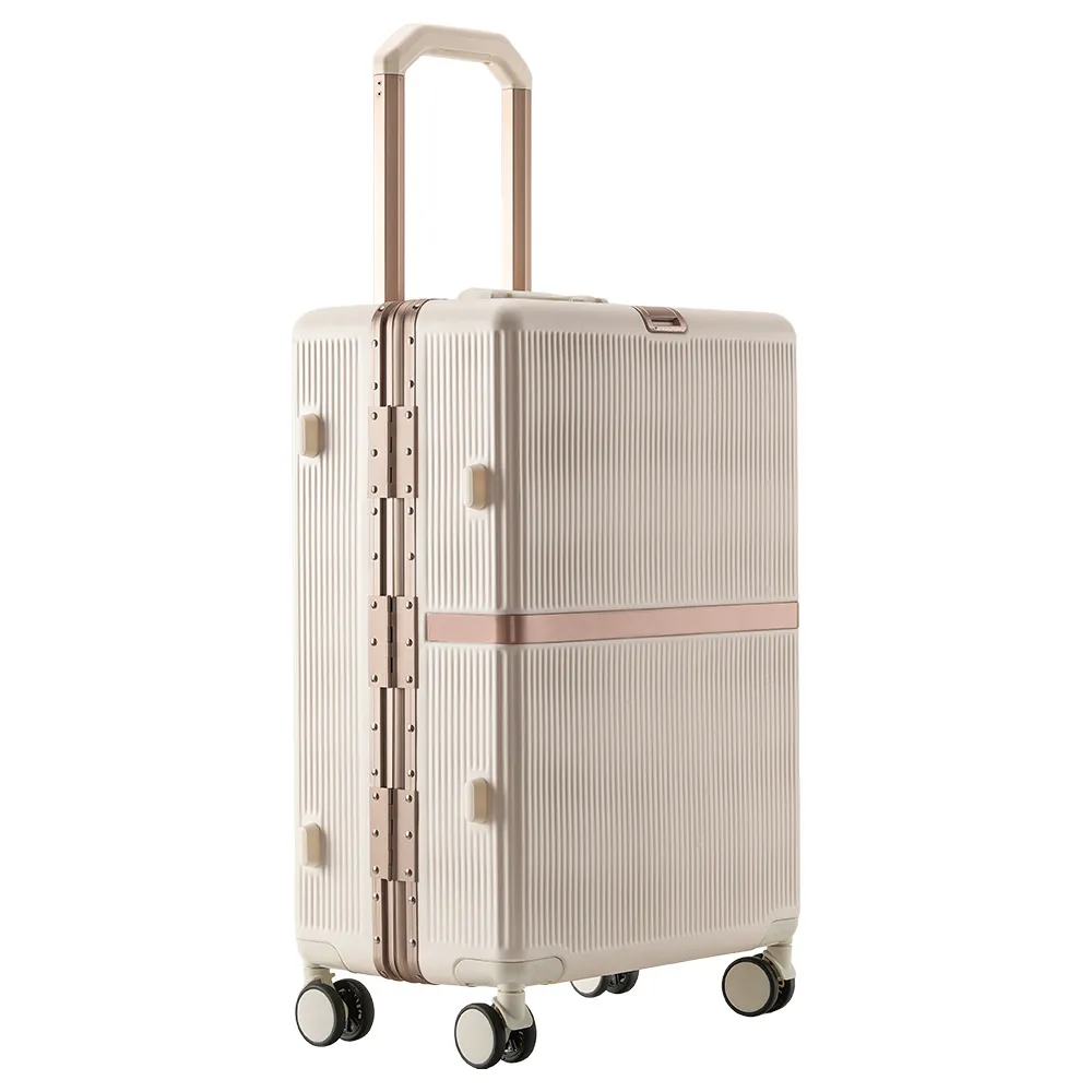 2025 New Aluminum Frame Luggage Suitcase for Men & Women, Student Boarding Case with Universal Wheels and Leather Accents, Durable Travel Luggage thumbnail 5