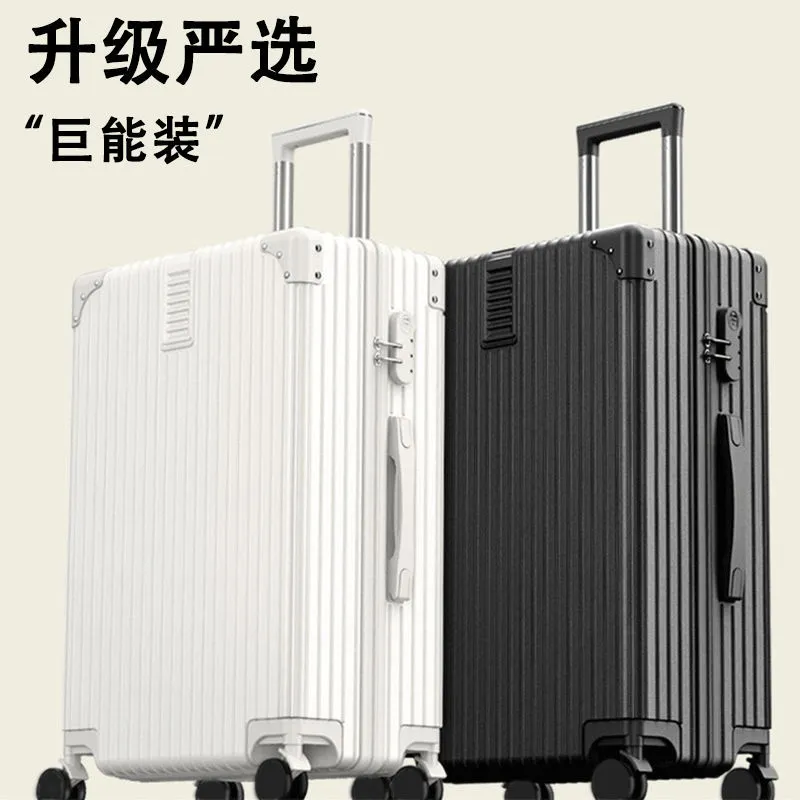 Durable Leather Suitcase with Password Lock - Large Capacity Trolley Case with Universal Wheels, Ideal for Student Travel and Business Trips thumbnail 2