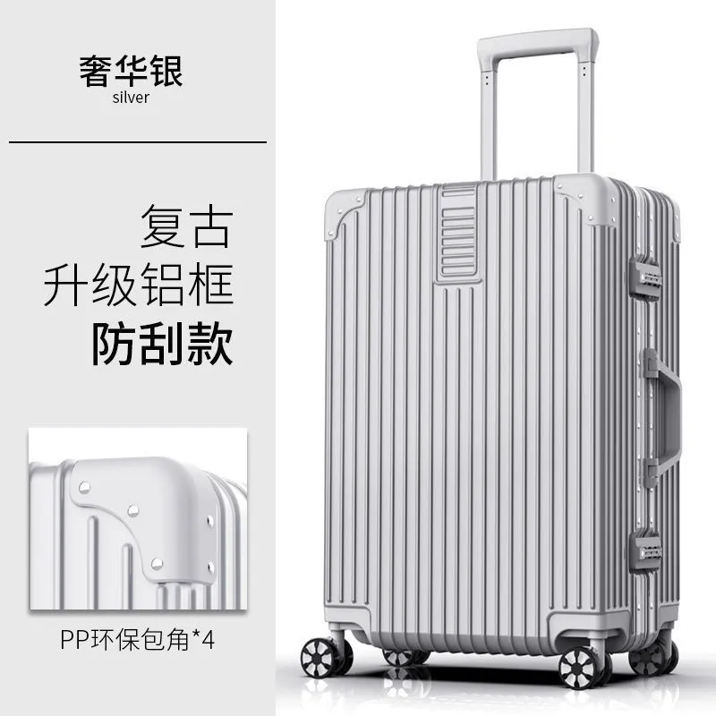 Durable Leather Suitcase with Password Lock - Large Capacity Trolley Case with Universal Wheels, Ideal for Student Travel and Business Trips showcase 1