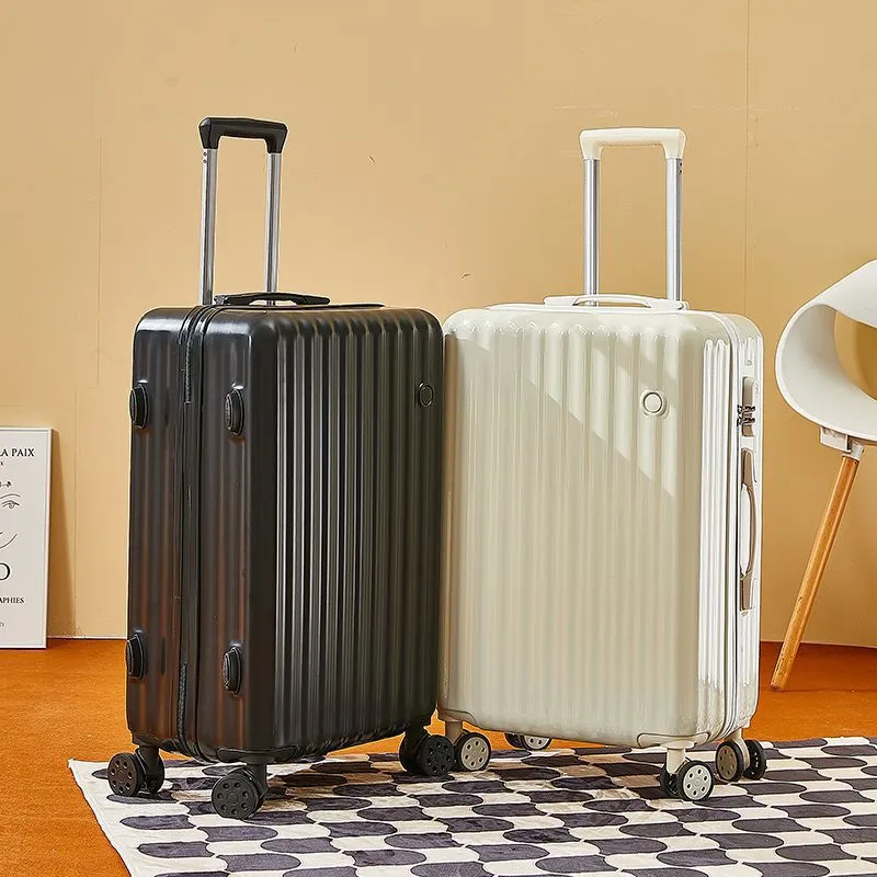 Durable Leather Suitcase with Password Lock - Large Capacity Trolley Case with Universal Wheels, Ideal for Student Travel and Business Trips thumbnail 1