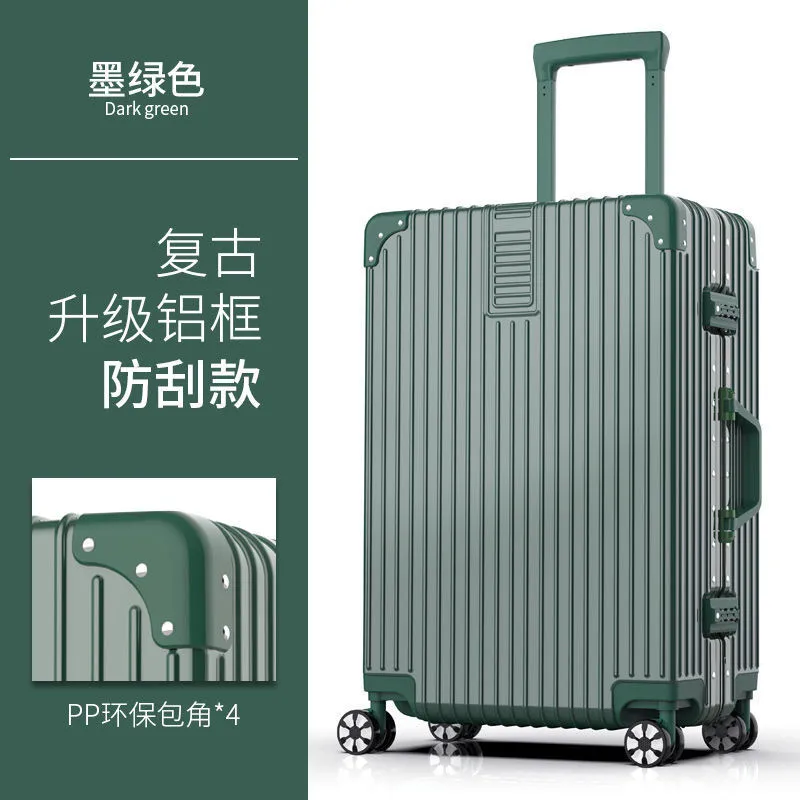 Durable Leather Suitcase with Password Lock - Large Capacity Trolley Case with Universal Wheels, Ideal for Student Travel and Business Trips thumbnail 9