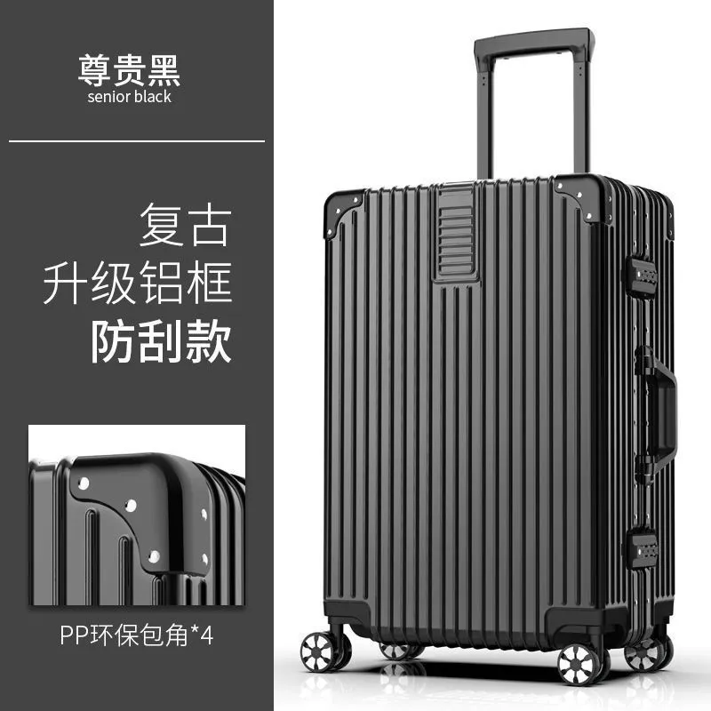 Durable Leather Suitcase with Password Lock - Large Capacity Trolley Case with Universal Wheels, Ideal for Student Travel and Business Trips showcase 3