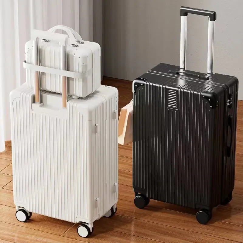 Retro Luggage Case with Universal Wheels - Durable Password Lock Trolley Suitcase for Men & Women, Large Capacity Trendy Travel Box - Image 1